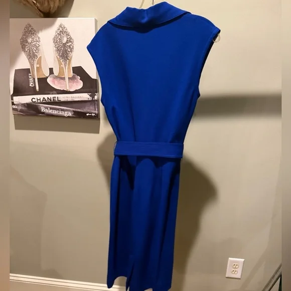 Cache Royal Blue Cap sleeve V-neck Belted Dress Size 12/Large - Picture 7 of 10